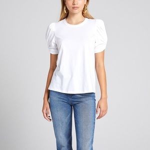Puff sleeve trendy white tee